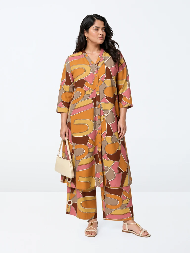 Diza Multicolour Abstract Printed A-Line Kurta