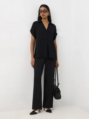 Wardrobe Black Crinkle-Textured Blouse